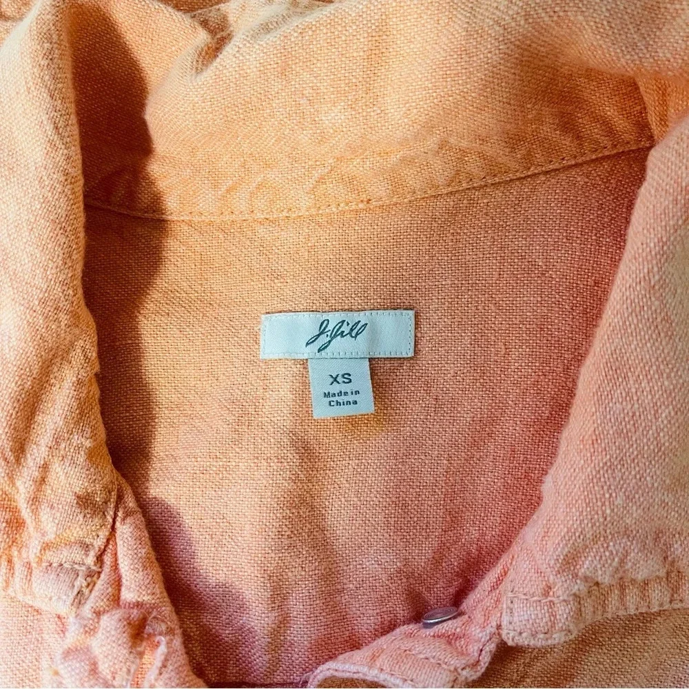 J. Jill 100% Linen Neon Orange Button Utility Jacket Xsmall Women’s